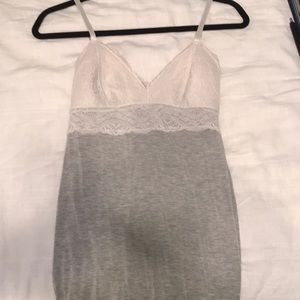 Gray and white lace night gown